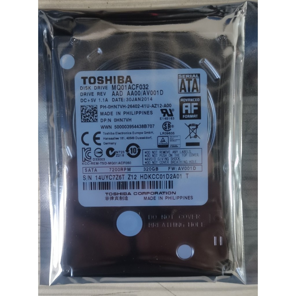 TOSHIBA TOSHIBA 320g ฮาร์ดไดรฟ์โน้ตบุ๊ค MQ01ABF032 การพิมพ์หัวรถจักรการตรวจสอบชุดควบคุมอุตสาหกรรม
