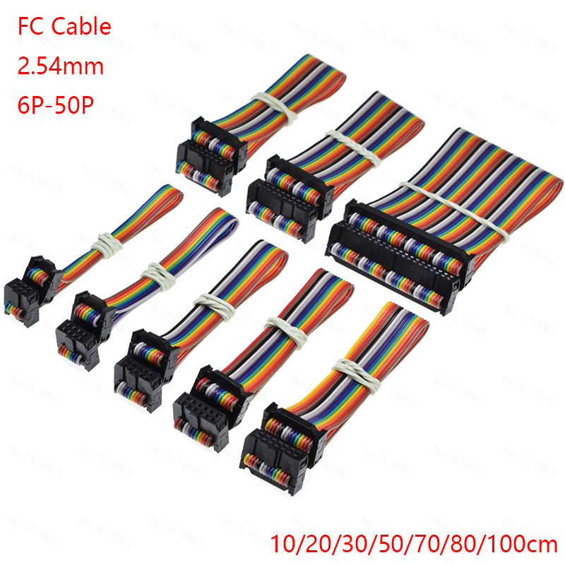 Fc Color Line 2.54 6-50 Pin Flat Ribbon Jtag Isp Download Data Cable Dc3 Idc Box Header Computer Con