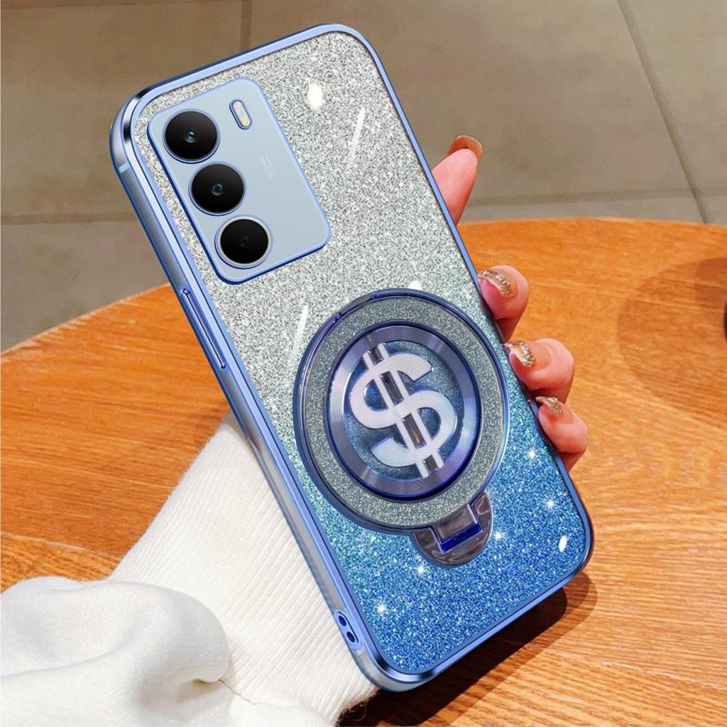 เคส Realme C71 C73 Glitter Dollar Ring Stand โทรศัพท์มือถือชาร์จไร้สาย