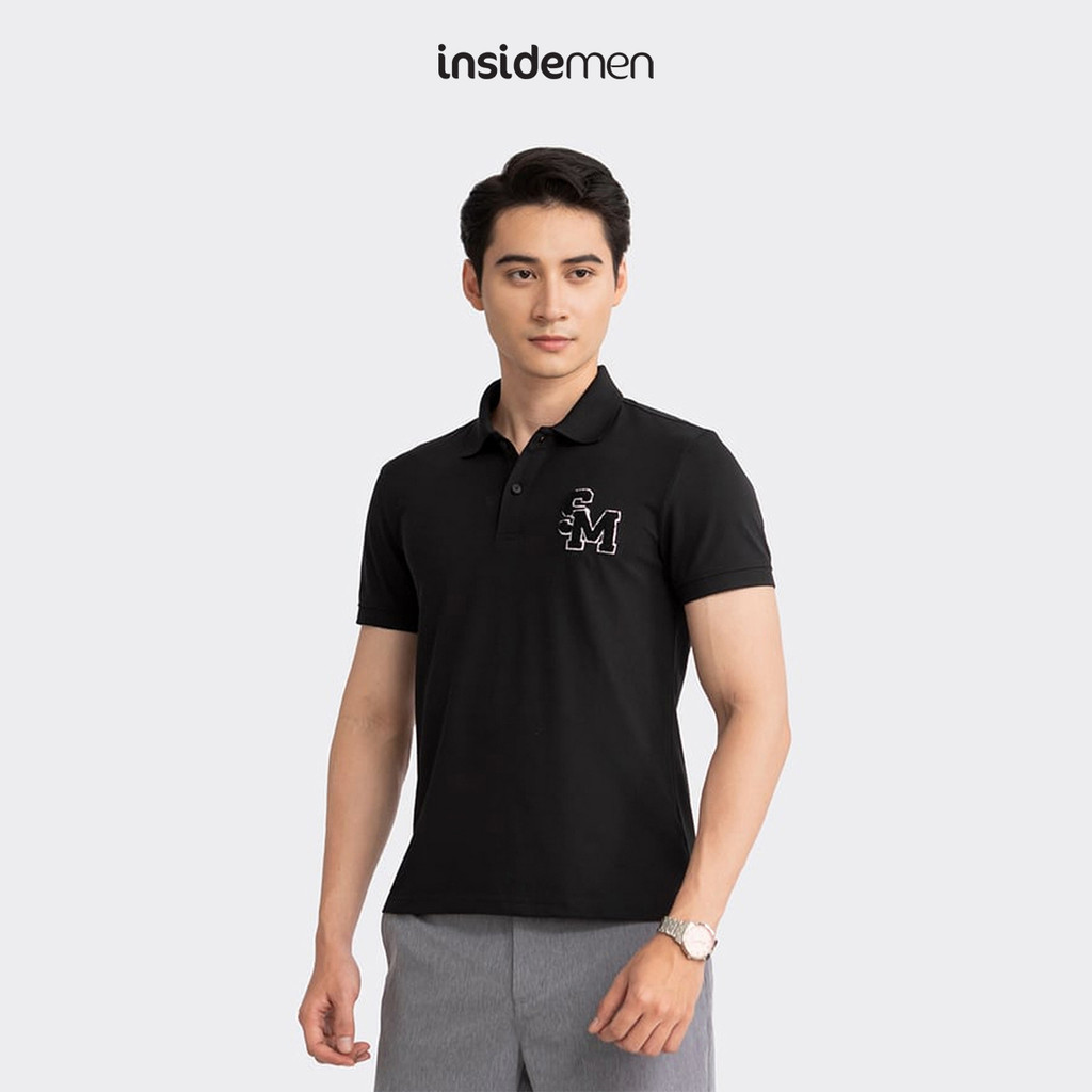 INSIDEMEN เสื้อโปโลผู้ชายคอปกปัก สีกลางเรียบง่าย วัสดุยางยืดสุดเท่ IPS024S3