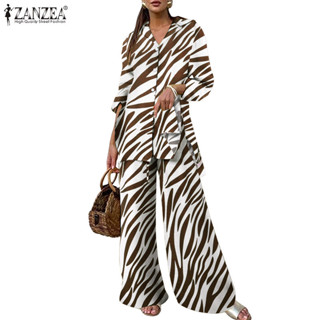 ZANZEA ชุดลำลองสองชิ้นสำหรับผู้หญิง สไตล์เกาหลี แขนยาว ม้าลา…