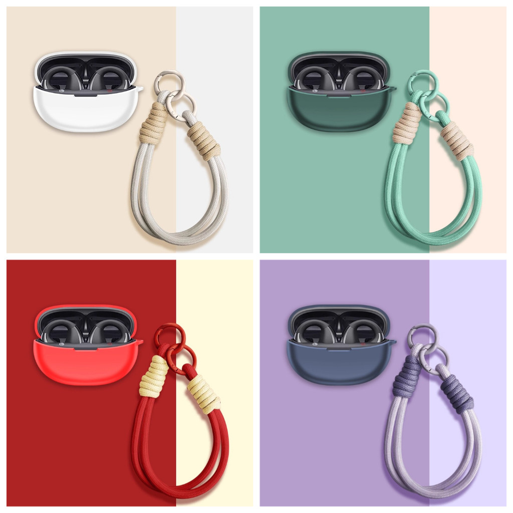 for QCY Crossky C30 Case Silicone Earphone Protective Cover Shockproof Washable Headphone Shell Soft Sleeve Earbuds Skin with Lanyard