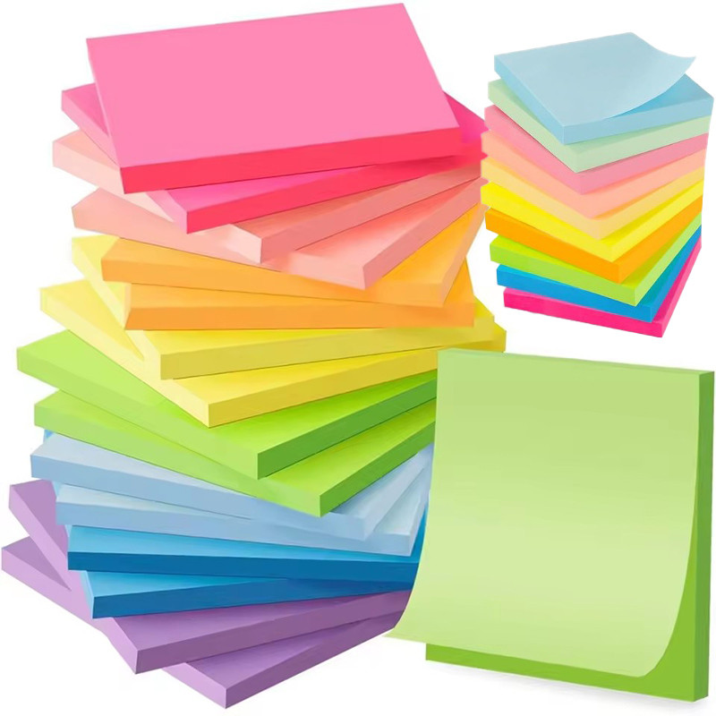 100แผ่น/หนังสือ Multicolor Square Sticky Notes - Mini Memo Pad สติกเกอร์กระดาษอุปกรณ์การเรียน