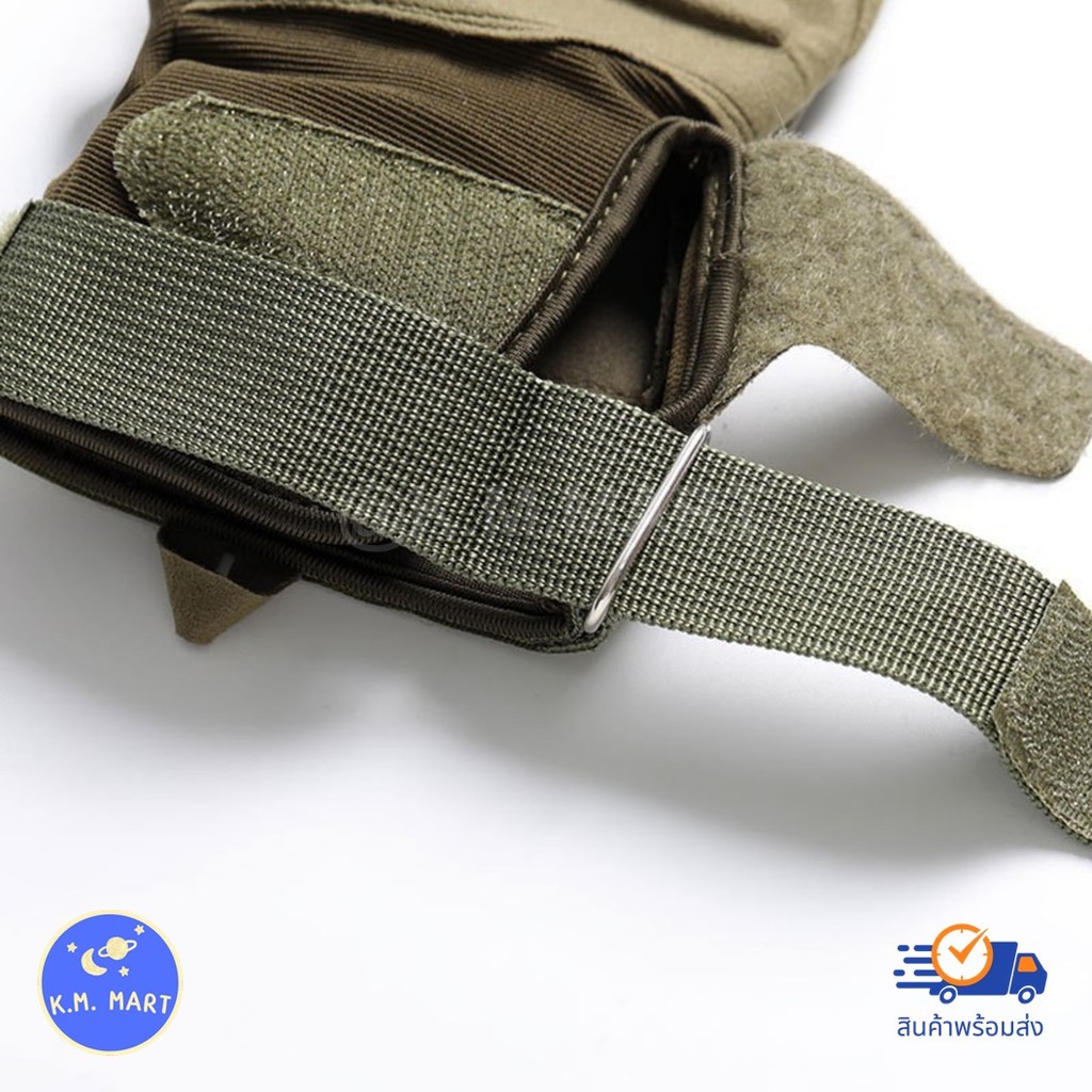 KM ถุงมือยุทธวิธีเต็มนิ้ว สนับนิ่ม ทัชสกรีนได้ ถุงมือมอเตอร์ไซค์ ผ้าทนทาน กันลื่น ใช้ขับรถ เดินป่า ยิงปืน - รูปที่ 4