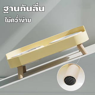 ชามเซรามิก ชามอาหารแมวกันมด ชามอาหารสัตว์เลี้ยง 2หลุม ทนทาน ปกป้องคอ