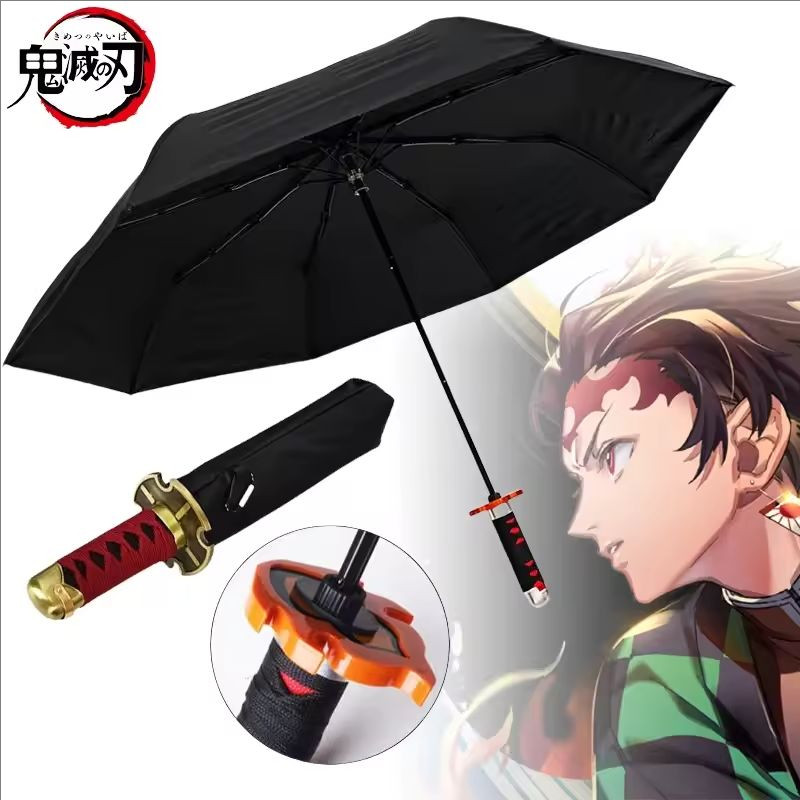 ร่ม Zoro UV Roronoa Katana - บล็อกสีดํา ขนาดจริง เหมาะสําหรับแฟนอนิเมะและธีมนินจา yna7 - บล็อก, ขนาด