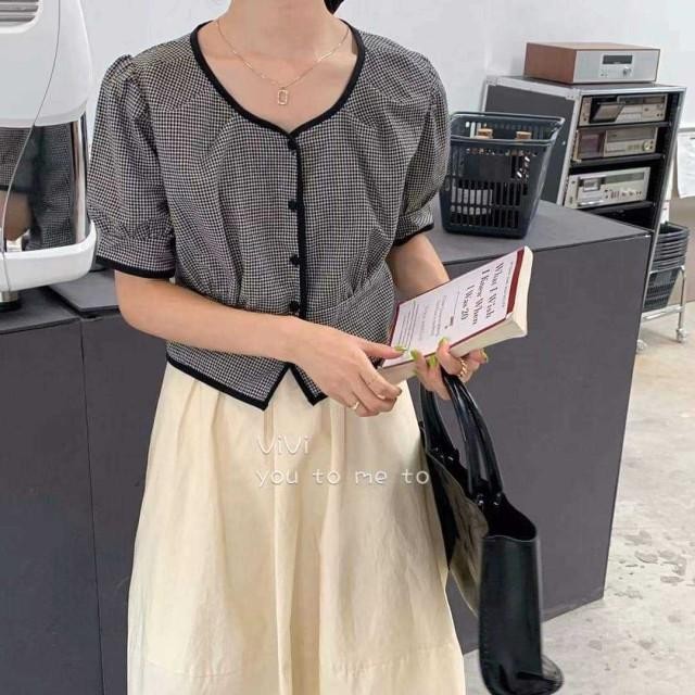 CHIC ʕ·ᴥ·ʔ เสื้อมินิมอล ลายสกอต น่ารัก ꕀ CoCo Shirtꕀ