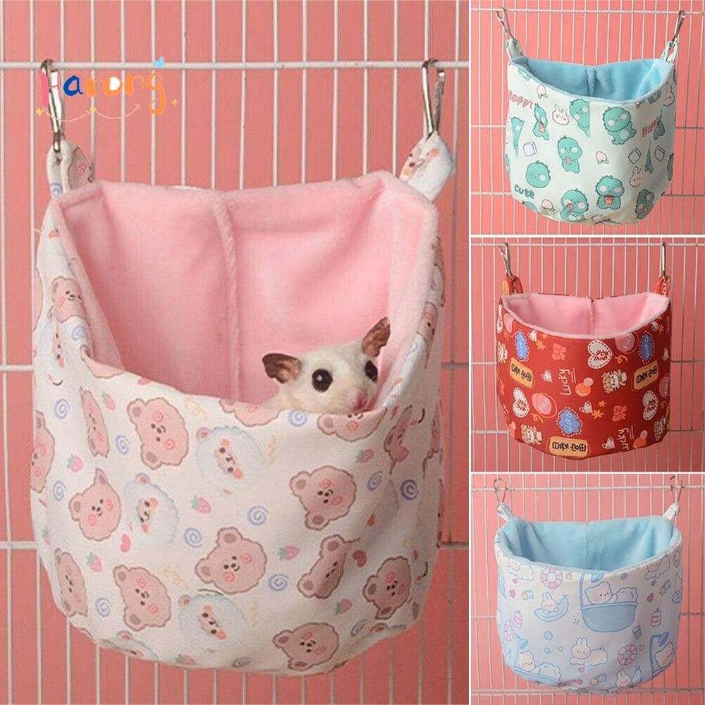 HARONG ถุงนอนหนูตะเภา, แขวนเปลญวนหนูแฮมสเตอร์ที่สะดวกสบาย, Creative Breathable Plush Soft Small Pet Nest กระรอก