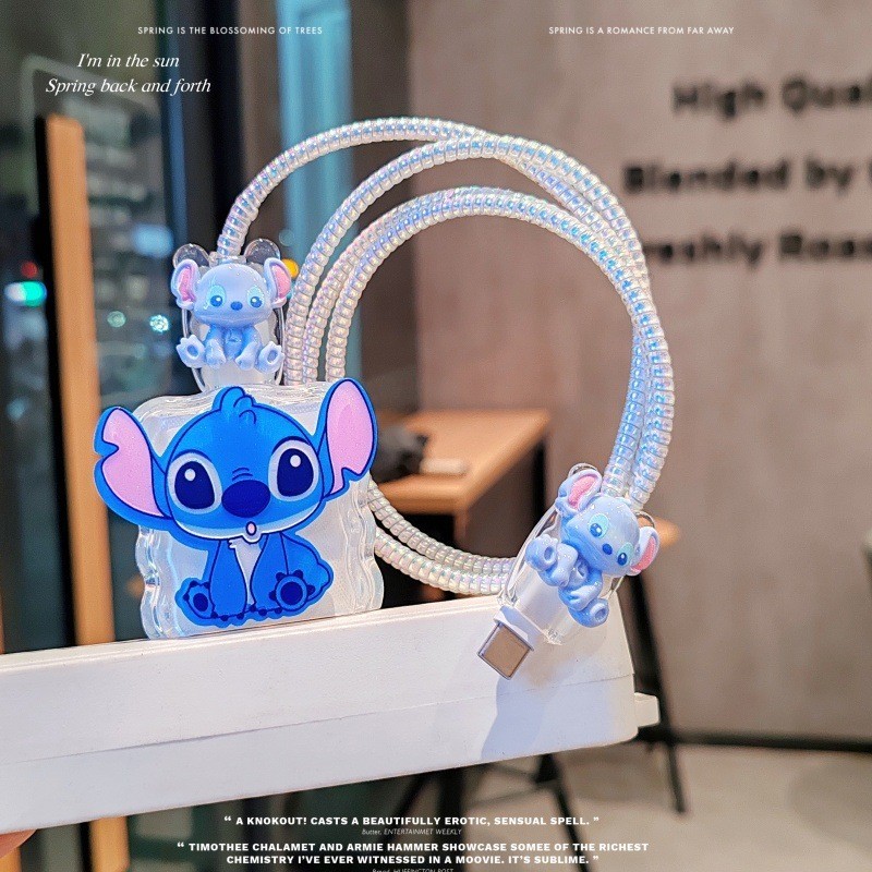 น่ารัก Stitch 18w/20w A2244/A2305 Charger Protector ชุด Charger Case Cable Protector สําหรับ iPhone11 12 13 14 15 16 pro max