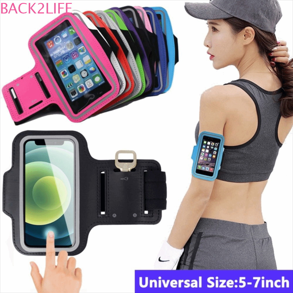 Back2life กระเป๋าใส่โทรศัพท์มือถือ อุปกรณ์วิ่ง ป้องกันโทรศัพท์ สายรัดแขน ยิม ที่วางโทรศัพท์มือถือ สากล กระเป๋าใส่มือถือ สายรัดแขนกีฬา