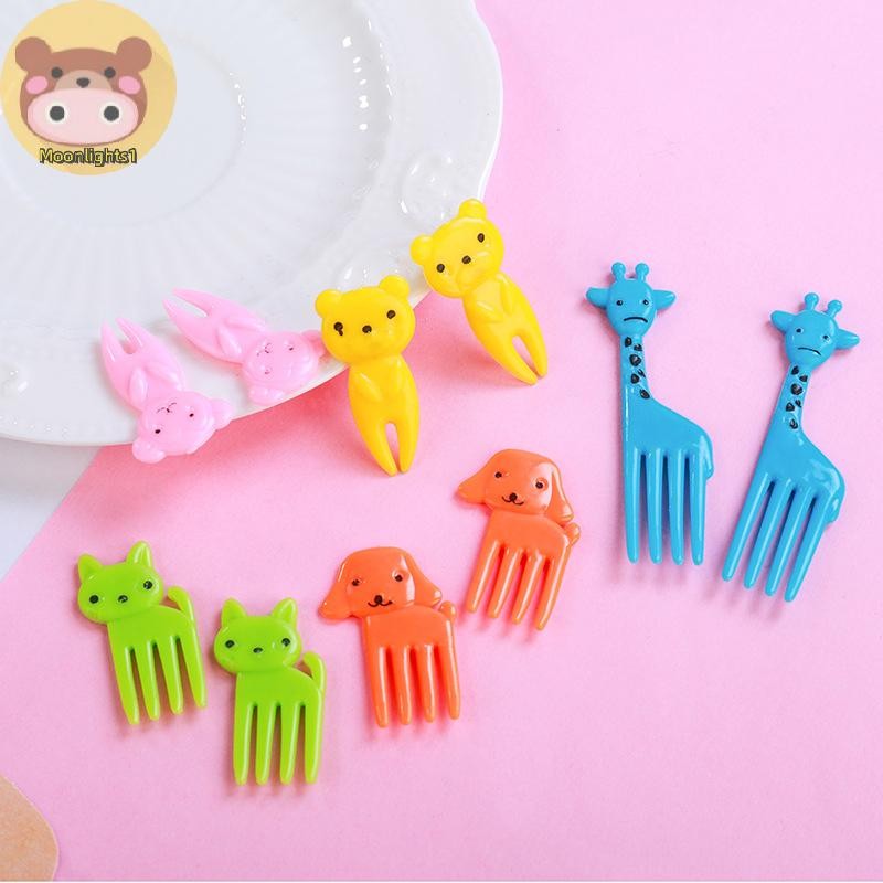 Moonlights1 ส้อมผลไม้มินิการ์ตูนเด็กขนมเค้กขนมผลไม้เลือกไม้จิ้มฟันตกแต่ง EN