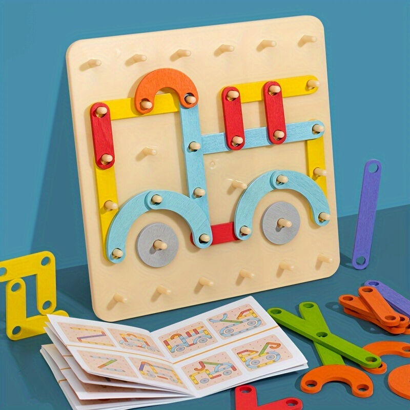 Montessori Pegboard Puzzle - ของเล่นก่อสร้างคอลัมน์เรขาคณิตสําหรับเด็ก