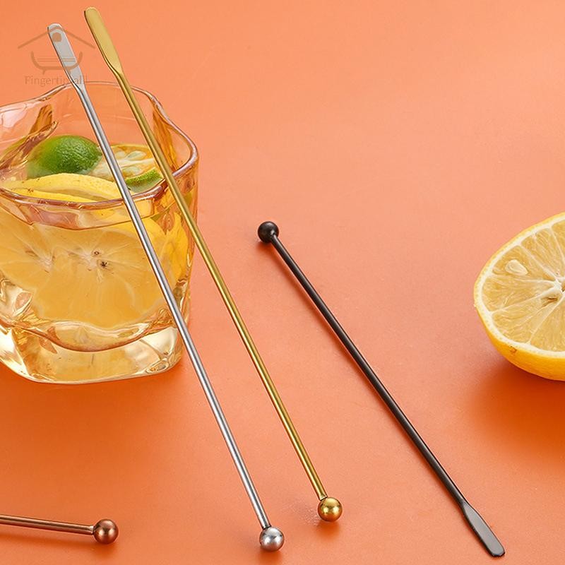 FIN 304 สแตนเลสสตีลกาแฟกวน Stick Bar น้ําผลไม้ Rio ค็อกเทล Creative Mixer Stick แชมเปญ Swizzle Stick