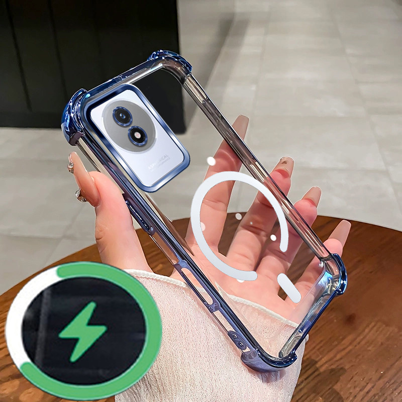 สําหรับ Vivo Y02 4G Y02A Y02T เคสโทรศัพท์ 2025 ใหม่ C-type แผ่นดูดแม่เหล็กกันกระแทกนุ่มกรณี SZ32