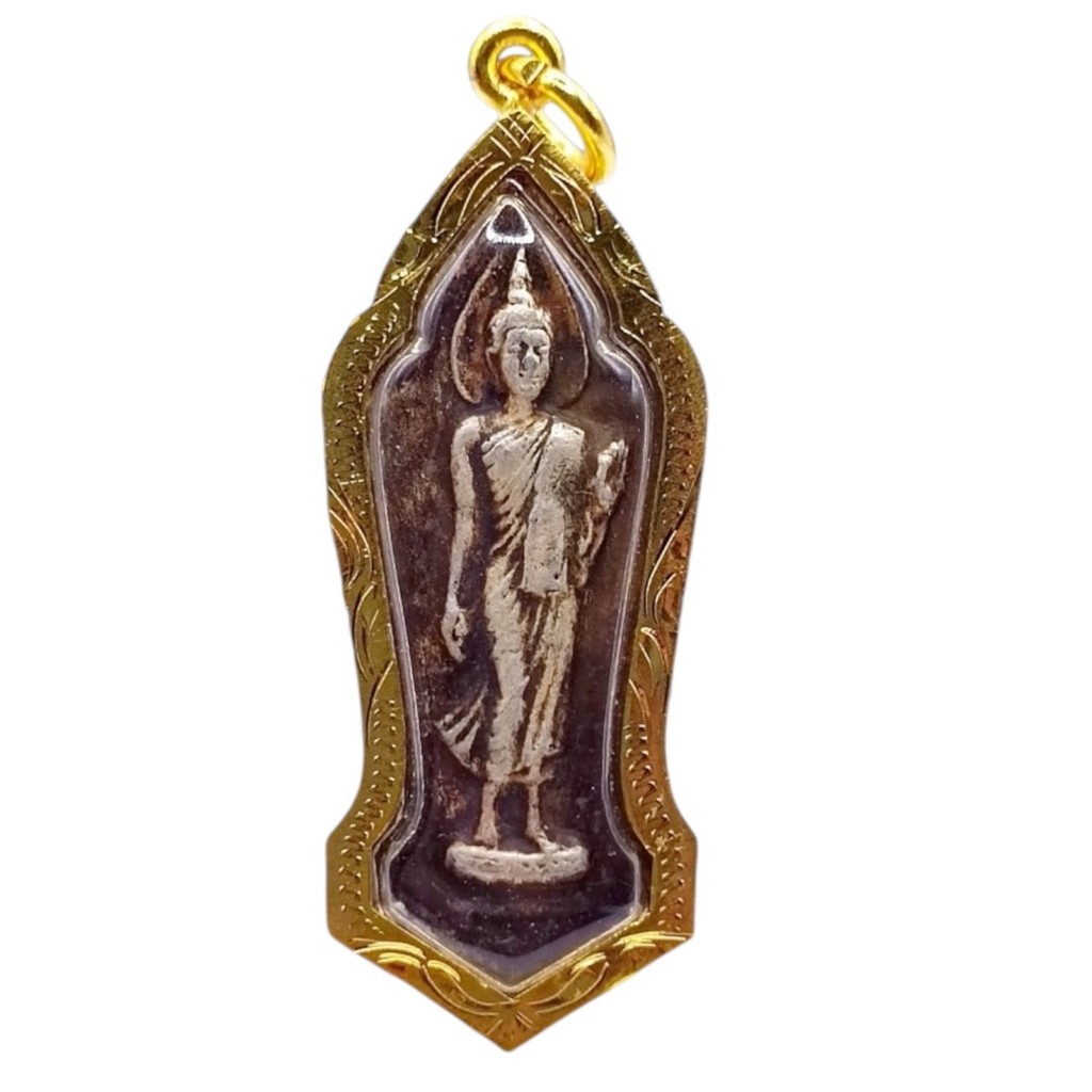 K845 พระ25พุทธศตวรรษ พระเนื้อชิน พุทธชยันตี พระ 25 ศตวรรษ เลี่ยม กรอบพระ ทองไมครอน ขนาด 2.0X5.0 ซม.