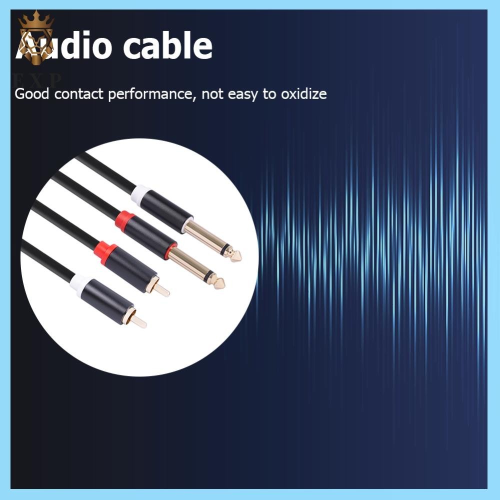 [explosion1.th] 2 RCA Male to Dual 6.35 Jack Male Audio Cable Mixer Amplifier Adapter Cord