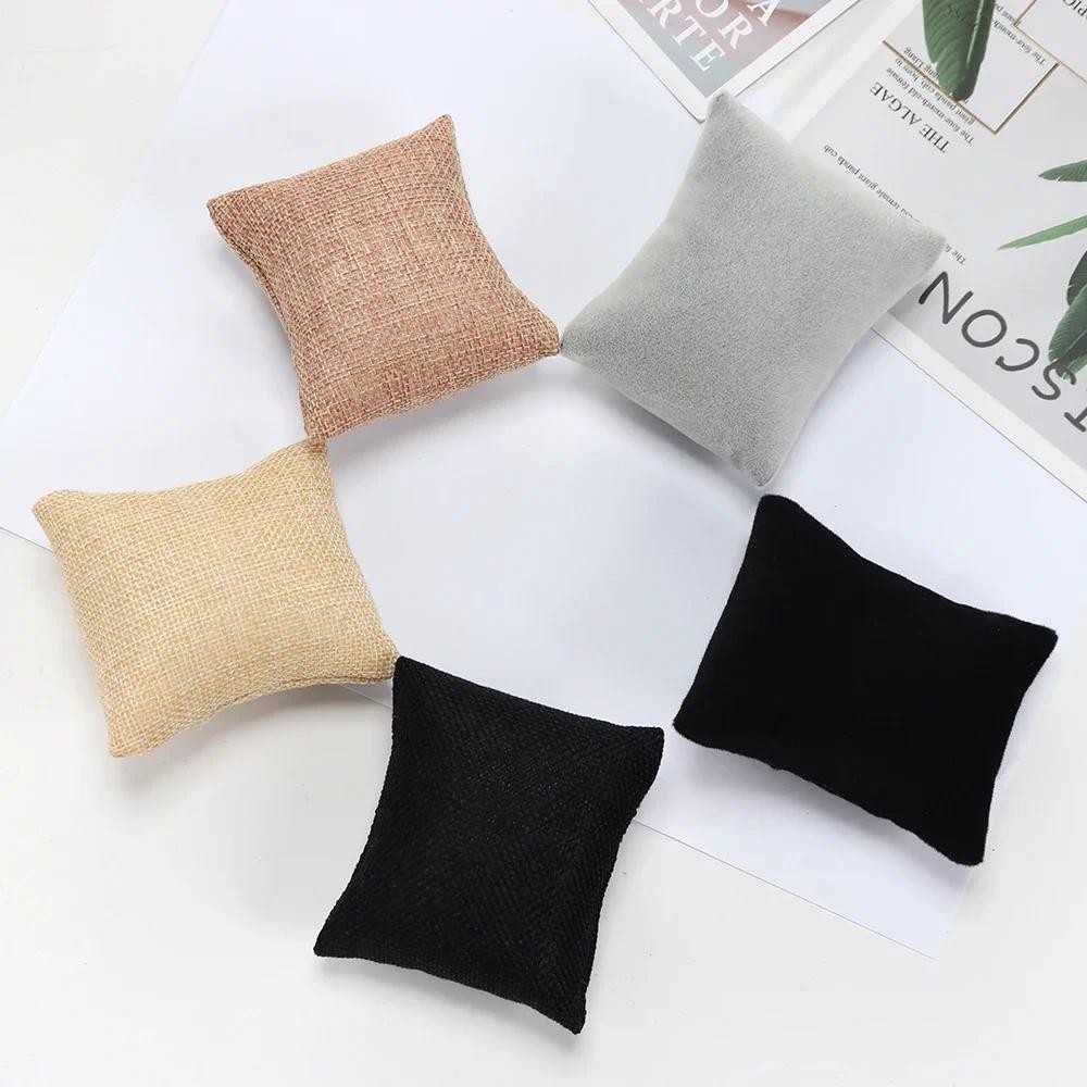 5 สีสีเบจสีดําสีเทาผ้าหมอนสําหรับนาฬิกากําไลข้อมือสร้อยข้อมือผู้ถือแสดงของขวัญเครื่องประดับเบาะทําเองอุปกรณ์เสริมขายส่ง