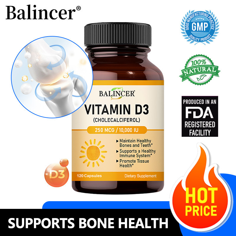 Balincer Vitamin D3 พร้อมฟังก์ชั่นกล้ามเนื้อเพื่อสุขภาพ รองรับภูมิคุ้มกัน กระดูกและสุขภาพทางทันตกรรม 120 แคปซูล