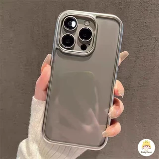 เรียบง่ายโปร่งใสขอบเงินบริสุทธิ์ด้วยไฟฟ้า เคส IPhone 11 15 13 14 12 Pro Max 7Plus XR 7 8 Plus X XS MAX SE 2020 15 14Plus
