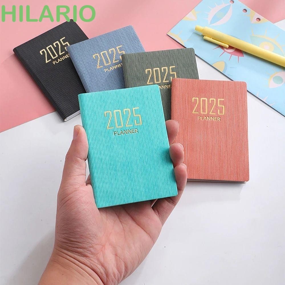 Hilario A7 Mini Pocket Notebook,ภาษาอังกฤษ 12 เดือน 2025 Schedule Planner Notepad,แบบพกพาทํารายการจดบันทึกไดอารี่ Notepad ประสิทธิภาพแผนโน๊ตบุ๊คอุปกรณ์สํานักงาน