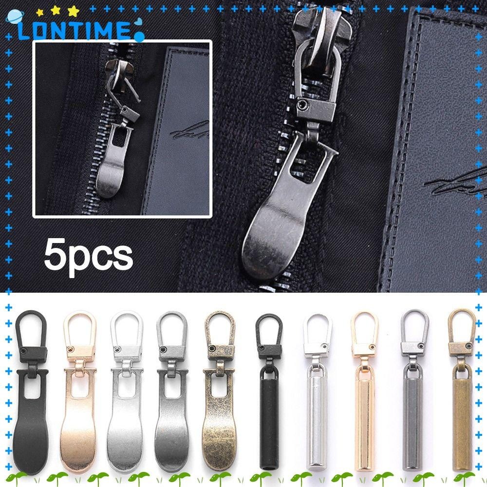 Lontime 5PCS หัวซิป, ซิป Sliders หัวเปลี่ยนซิปโลหะ, Universal DIY เย็บที่ถอดออกได้กระเป๋าเป้สะพายหลังซ่อมอุปกรณ์เย็บผ้ากระเป๋าเสื้อผ้า
