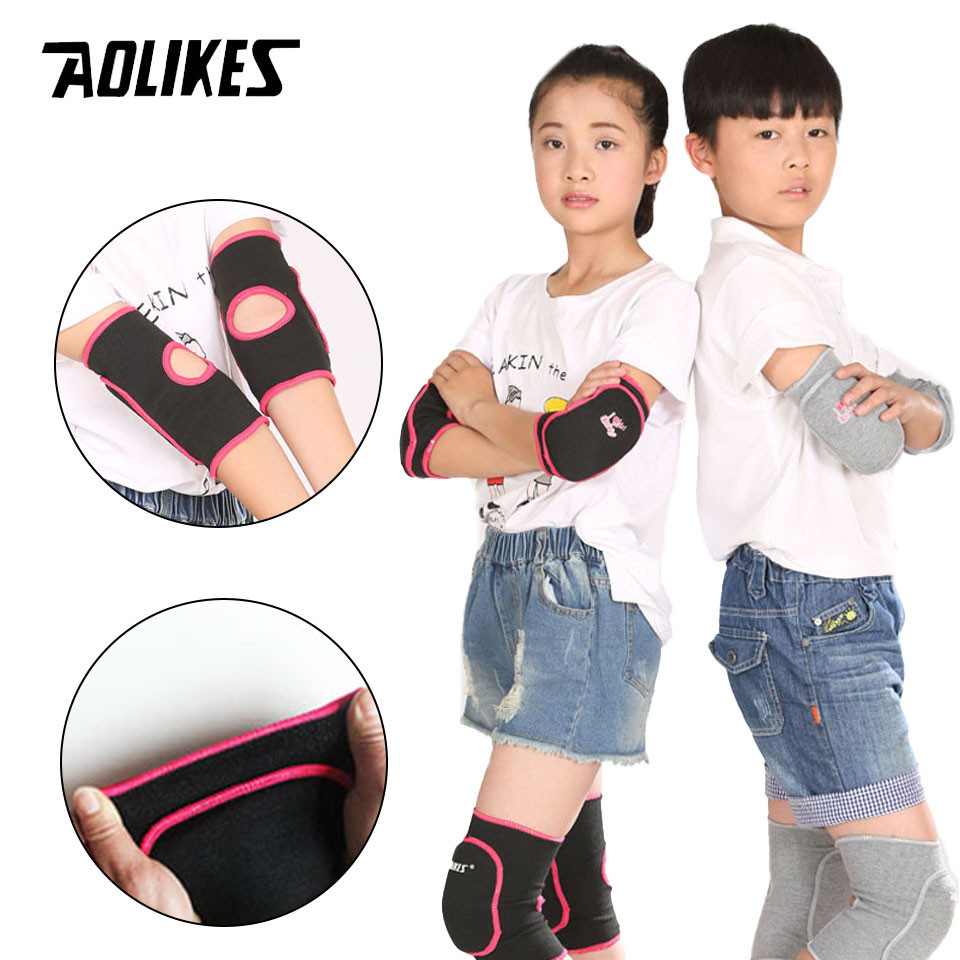 AOLIKES เหมือนกัน 1คู่เด็กระบายอากาศกีฬากลางแจ้งหนาป้องกันการชนกันข้อศอกสนับสนุนแผ่นบาสเกตบอลฟุตบอลลูกกลิ้ง-เตะ เด็กเต้นรําป้องกัน