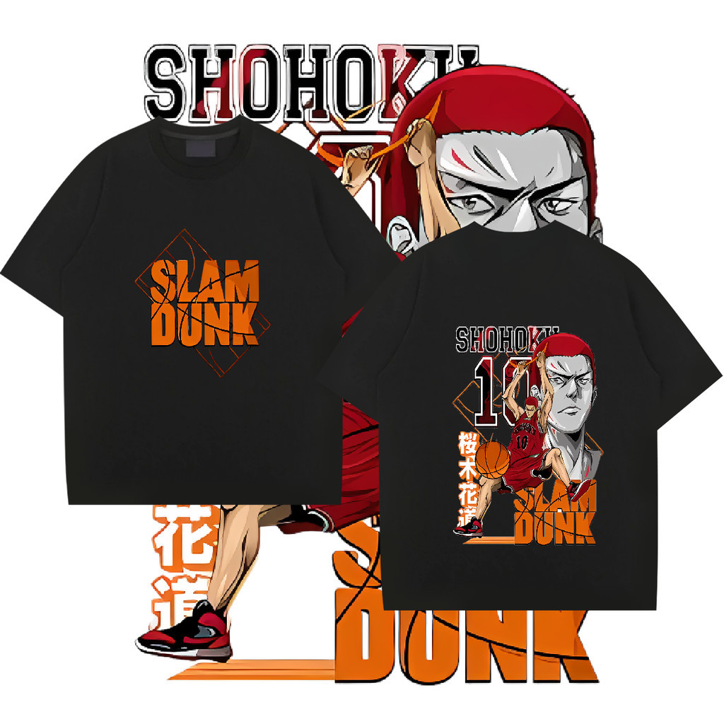 SLAM DUNK Sakuragi Hanamichi Dunk มือดี ถนนซากุระกิ อนิเมะ หลวม ระบายอากาศได้ แฟชั่น ขนาดพลัส คอกลม