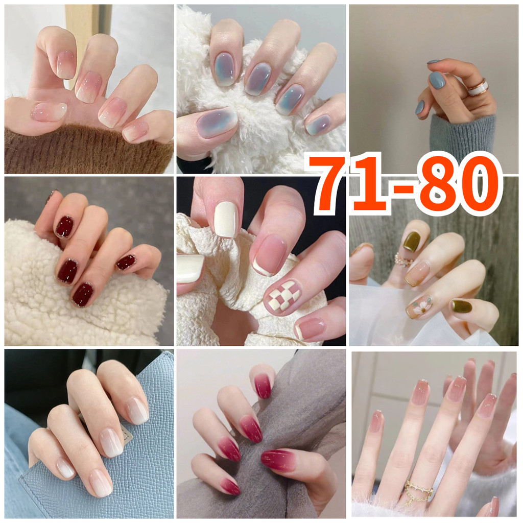 24 ชิ้นปลอม NaiIs กับ GIue เล็บปลอมสั้นสไตล์เล็บเล็บ COD