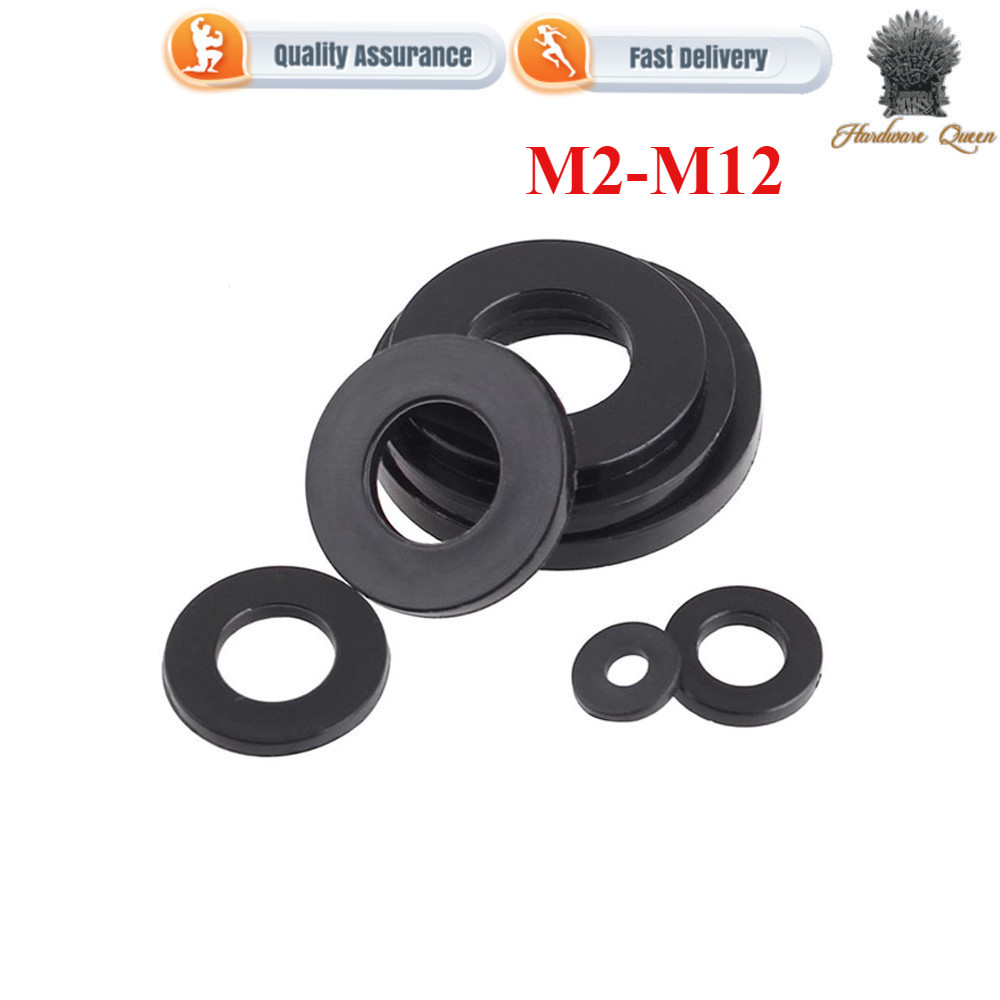 [9QM3] ไนลอนสีดําวัสดุ PE รอบปะเก็นยางสกรูพลาสติกหนาฉนวนกันความร้อนพลาสติกปะเก็นแบน M2M3M4-M12