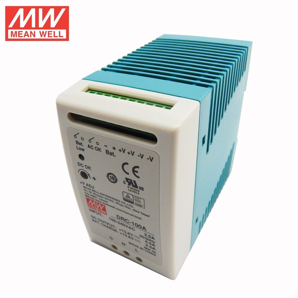 ✻MEAN WELL DRC-100A Switching Power Supply 96W 12~15V 110V/220V AC to 13.8V DC 4.5A DIN Rail Battery