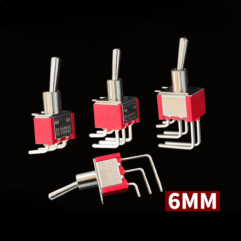 1 ชิ้นสีแดง MINI MTS-102C4 สลับแผงสวิตช์ Mount SPDT 3PIN ON-ON สวิทช์ 6A/125V 3A/250V MTS102C4