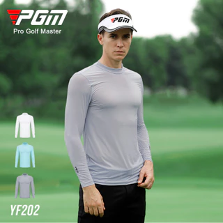 PGM YF202 ชายเสื้อกอล์ฟกันแดดพิมพ์เสื้อแขนยาวเย็นน้ำแข็งผ้าไหมเสื้อยืดผู้ชายป้องกันรังสียูวี