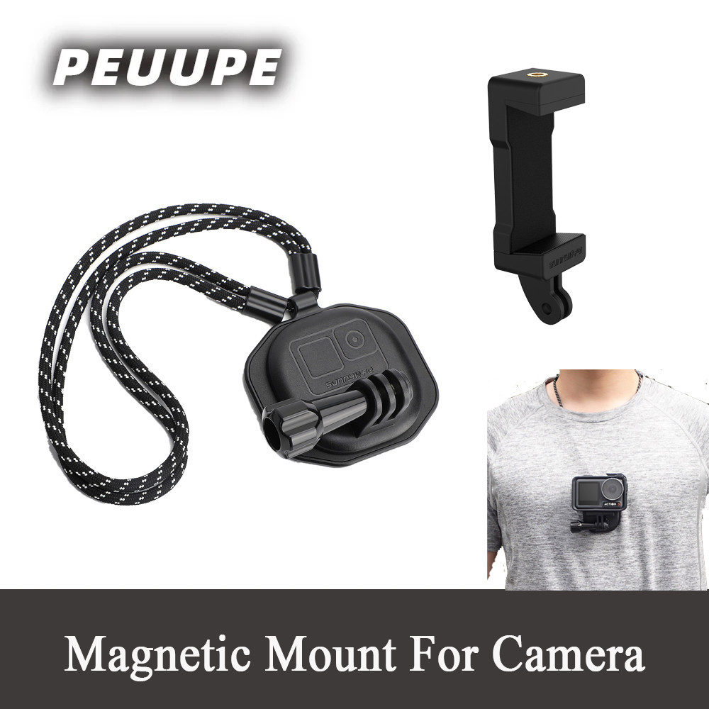 Action กล้อง Magnetic Halter สําหรับ DJI Osmo Action 5 Pro/GoPro12/Insta360 GO 3S Lanyard ปรับแม่เหล็กที่มีประสิทธิภาพ GO 3 First-person กล้อง Mount อุปกรณ์เสริม