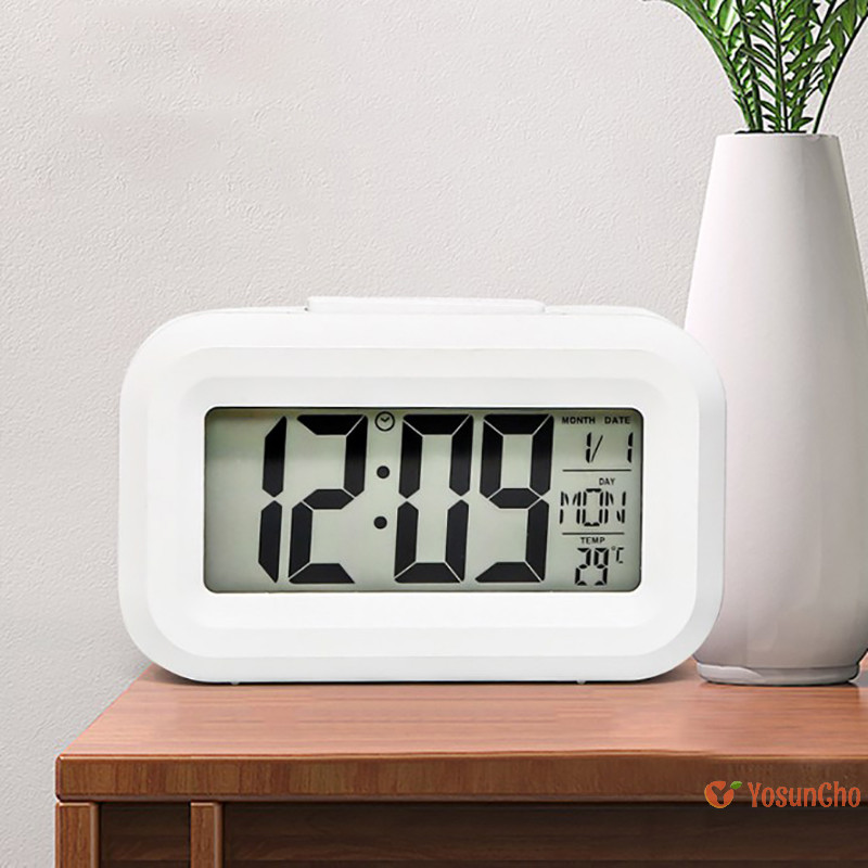 Yosuncho] LED Digital Night Glow นาฬิกาปลุกอิเล็กทรอนิกส์สําหรับโฮมออฟฟิศ Backlight Snooze ปฏิทินนาฬิกาอุณหภูมินาฬิกาอิเล็กทรอนิกส์ใหม่