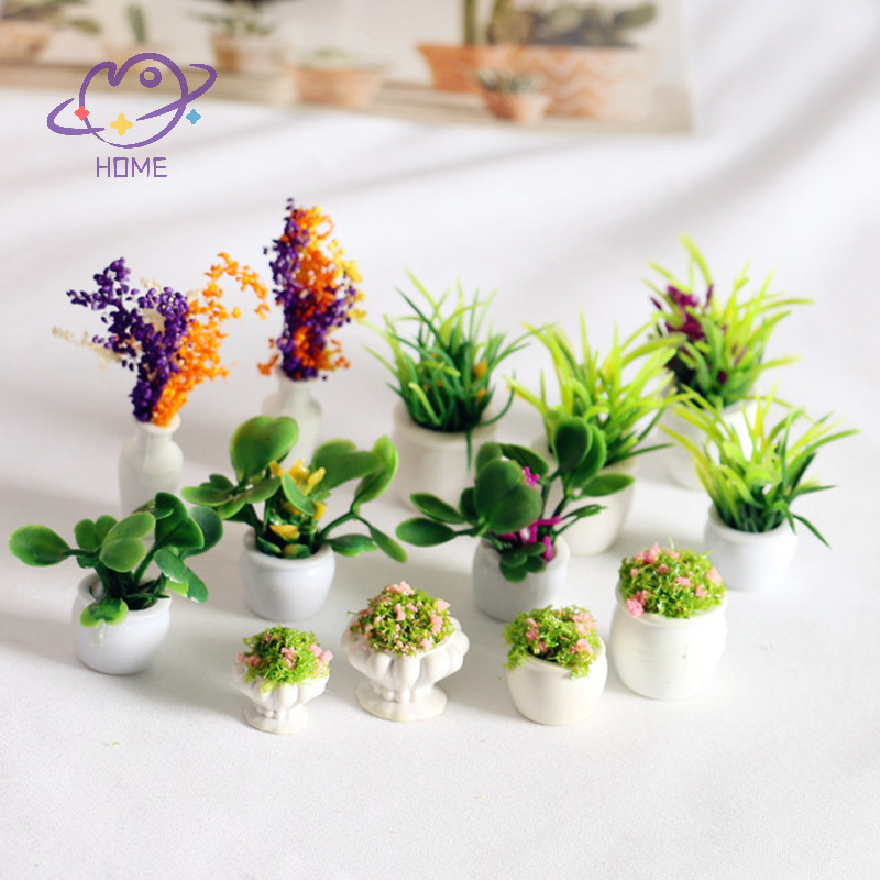 [mayhome] 12 สไตล์ 1:12 Dollhouse Mini กระถางต้นไม้เป็นมิตรกับสิ่งแวดล้อมเรซิ่นตกแต่งบ้านอุปกรณ์เสริม {TH}