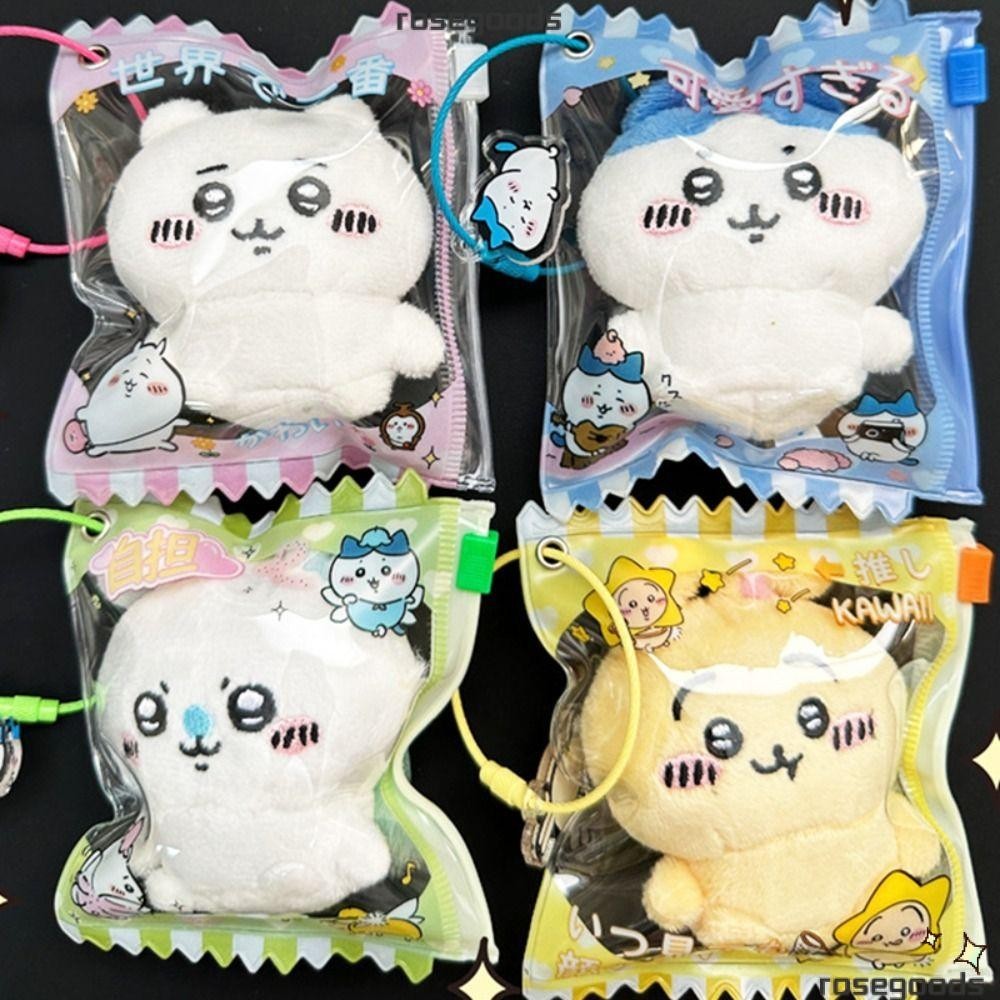 Rose Badge Display Key Chain, Chiikawa Hachiware Doll Outdoor Bag, Usagi Kawaii Candy Props Badge Protector