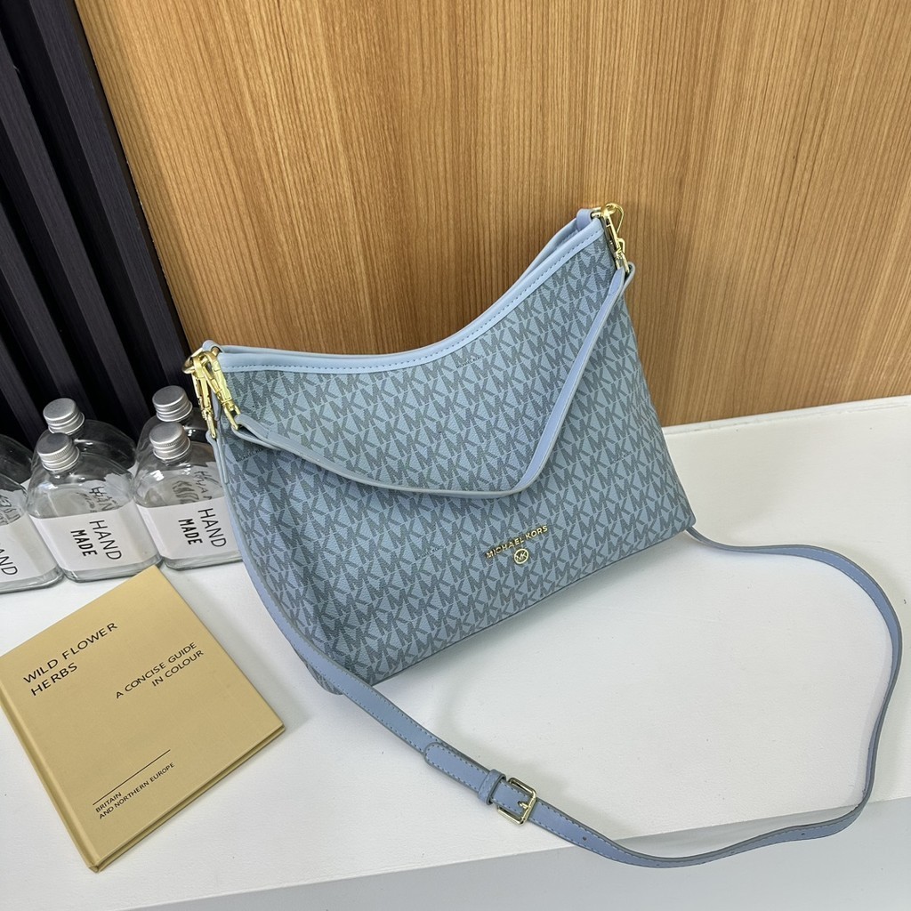 Mk Letter Print Sling Shoulder Bag Women Leather Underarm Crossbody Bag Anti-theft Phone Tote Bag