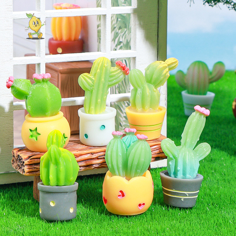 [mozh] จําลองกระบองเพชร Succulent Micro Landscape Figurine Miniature Mini เครื่องประดับ DIY Home Desktop ตกแต่งงานฝีมือ [TH]