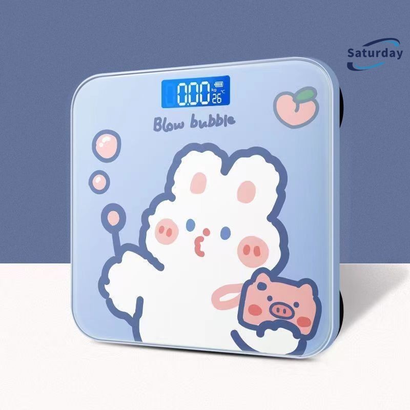 ลายการ์ตูน เครื่องชั่งน้ำหนักดิจิตอล 180kg ตาชั่งอัจฉริยะจอกระจก Smart Weight Scale ตาชั่งน้ำหนัก เครื่องชั่งดิจิตอล