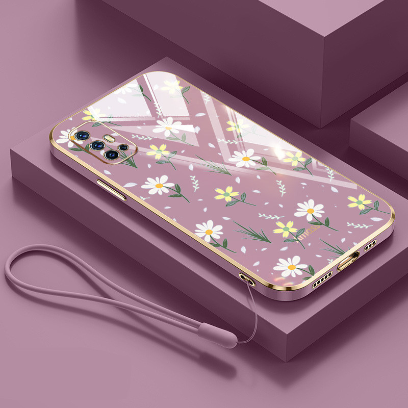 ปลอกสําหรับ Vivo V17 V19 Neo V15 Pro ดอกไม้ขนาดเล็กหรูหราElectroplating Anti Dropซิลิโคนเคสโทรศัพท์