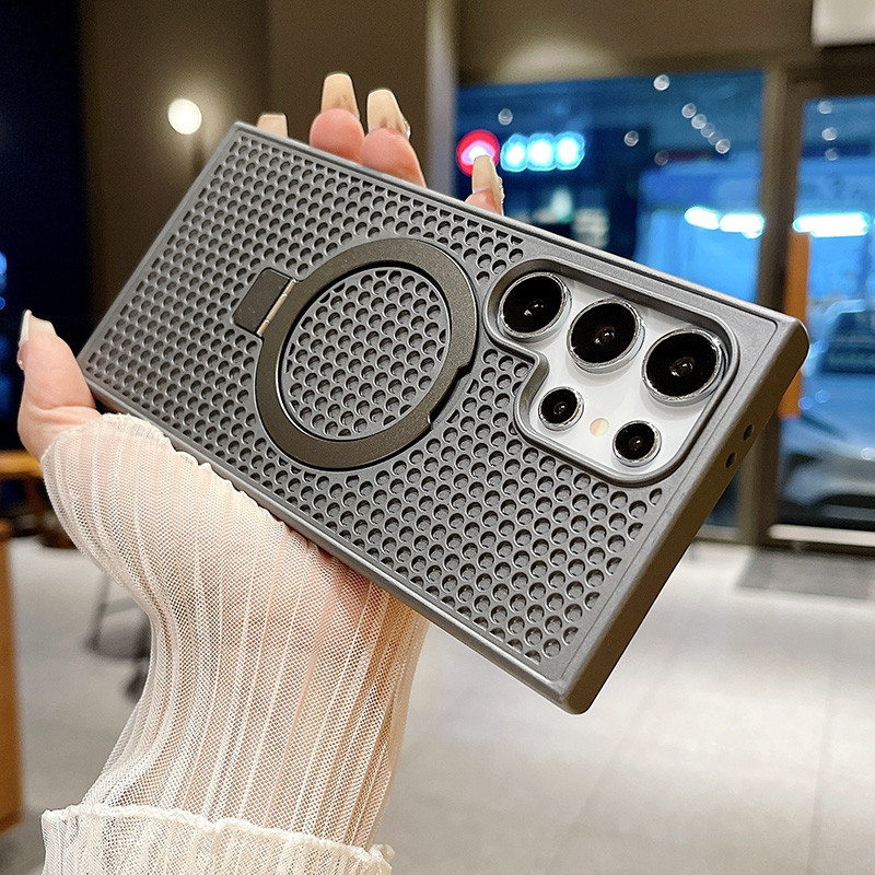 หรูหรา Matte การกระจายความร้อน Hole สําหรับ Samsung S23 FE S22 S24 Plus S24 Ultra Magnetic Wireless Charge PC Hard Cover