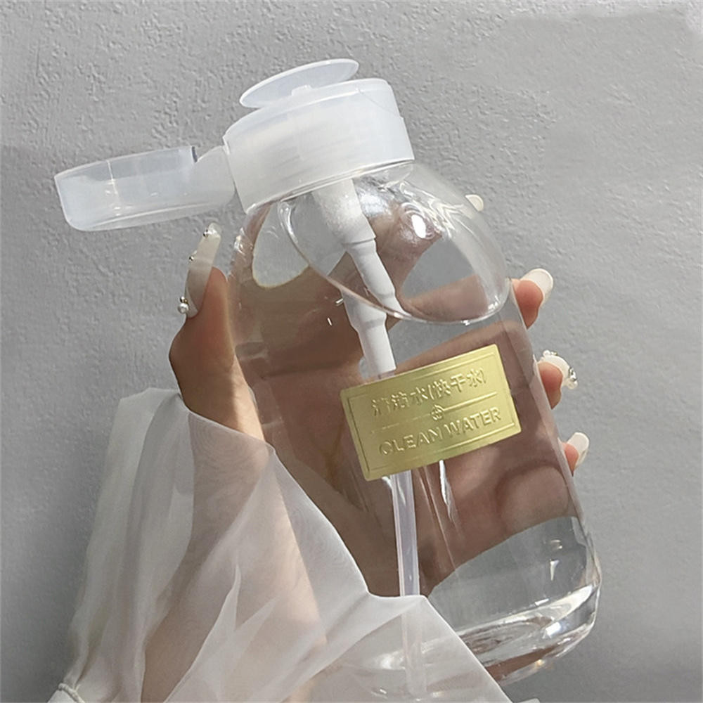 150/200/300/500ml ขวดใส 1 ชิ้น ปั๊มกดล็อค สําหรับเล็บและแต่งหน้า Remover