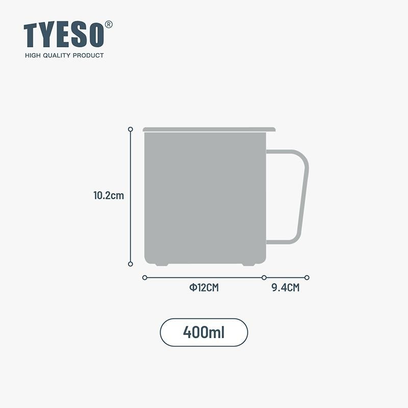 TYESO MUGS แก้วกาแฟ สแตนเลส 304 ขนาด 400 มล. เก็บร้อนเย็นได้ มีหูจับ มีฝาปิด - รูปที่ 4