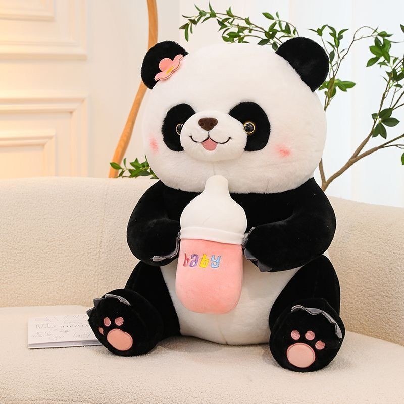 ขวดนม หมอนตุ๊กตาหมีแพนด้าตุ๊กตาหมีตุ๊กตาหมีดอกไม้น่ารักตุ๊กตาหมีแพนด้าของเล่นตุ๊กตาสาวของขวัญ [การประกันคุณภาพ]