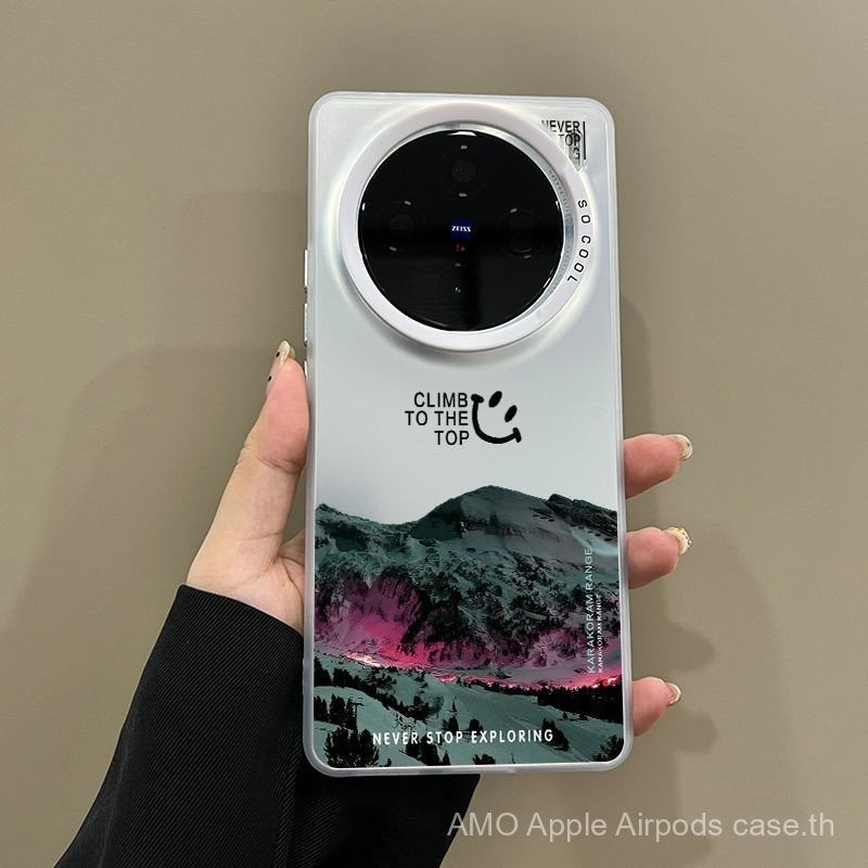 กรณีสำหรับ VIVO X100 Pro Aurora LAVA Snow Mountain อะคริลิค Frosted เลเซอร์แผ่นหลัง DROP-proof สวมใส่กล้องเลนส์ป้องกัน VIVO X100 rche