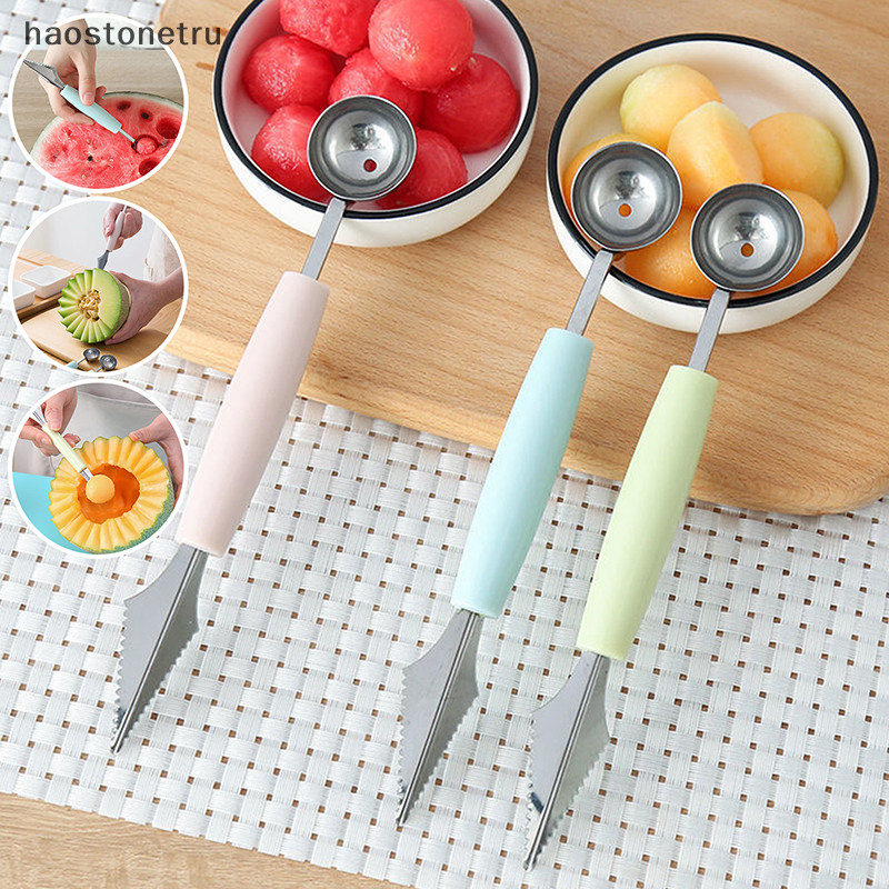 Ost Multi Function ผลไม้แกะสลักแตงโม Baller ไอศกรีมขุด Scoop ช้อน Baller ห้องครัว DIY แผ่นเย็นเครื่องมือ Gadgets N