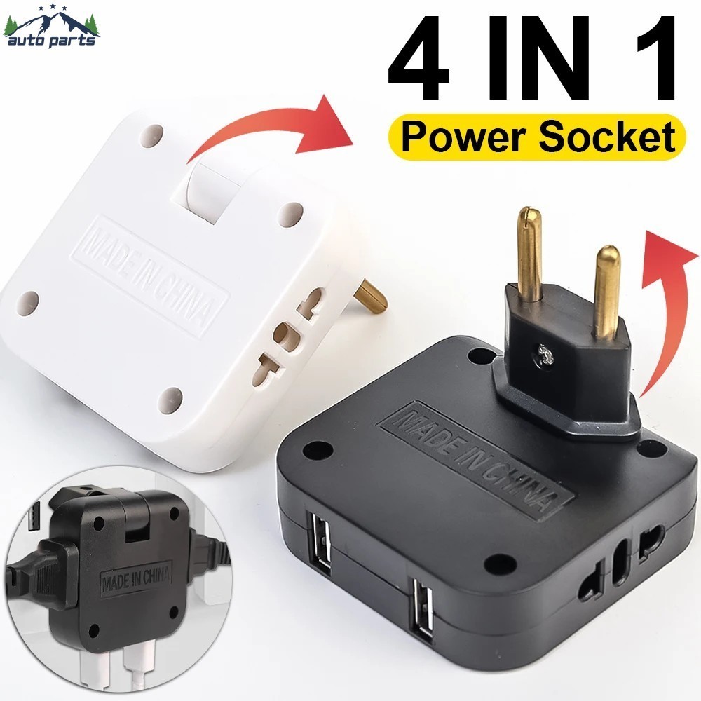1/2 ชิ้น 4-In-1 EU Extension Chargers - Travel Charging Converter Socket - อะแดปเตอร์ไฟฟ้า Wall Plug - 180° อะแดปเตอร์ซ็อกเก็ตหมุนได้ - ตัวแปลงซ็อกเก็ต USB เป็น EU
