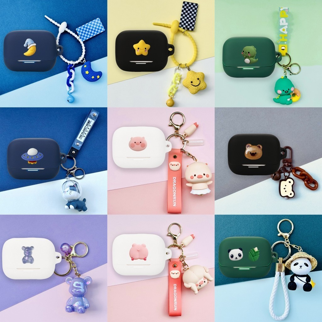 For Anker Soundcore K20i Case Cute Toast Bear Keychain Soundcore K20i Silicone Soft Case Cartoon Lanyard Pendant Shockproof Shell Protective Cover