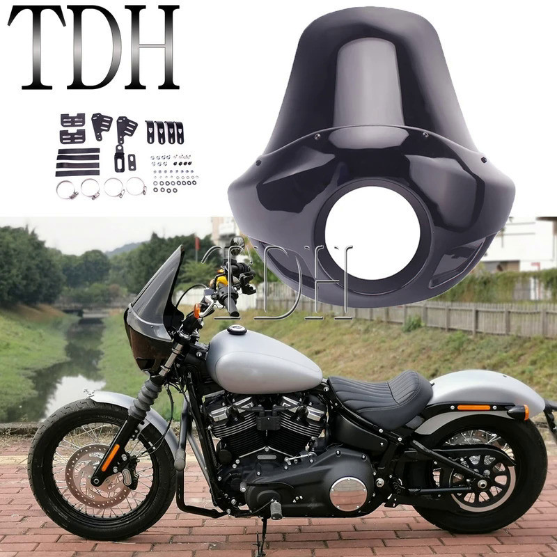 TD Tall Windshield 5.75'' Motorcycle Head Lamp Fairing Headlight Mask For Harley Dyna Sportster Stre