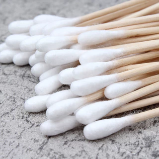 คอตตอนบัด 100 ก้าน (แพ็คเดี่ยว) Cotton buds สำลีปั่นหูด้ามไม้ สำลีก้าน สำลีเช็ดเครื่องสำอางG2061